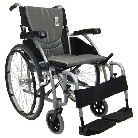 KARMAN HEALTHCARE Karman Healthcare S-Ergo115F20SS S-Ergo 115 20 in. seat Ultra Lightweight Ergonomic Wheelchair with Swing Away Footrest in Silver S-Ergo115F20SS